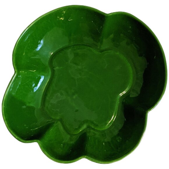 Vintage Colloma Made in Canada Signed Green Bowl Pottery Decor Serving 11 inch - Picture 3 of 7